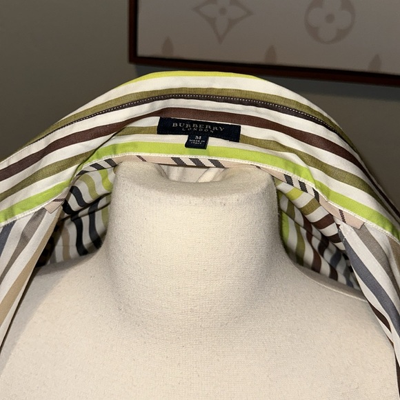 Burberry London Vintage Green Color Palette 100% Cotton Button Down - Picture 5 of 8